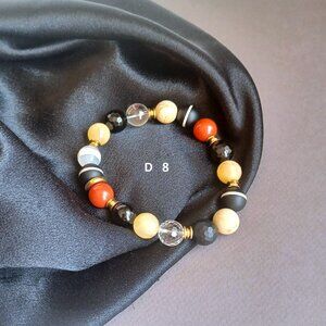 New men's mixed gemstone with stainless steell bracelet fit for men or women